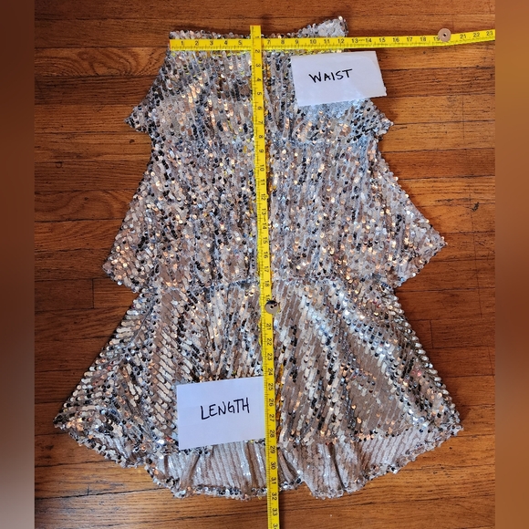 ZARA High Waisted Silver Sequin Ruffle Skirt - Picture 7 of 11
